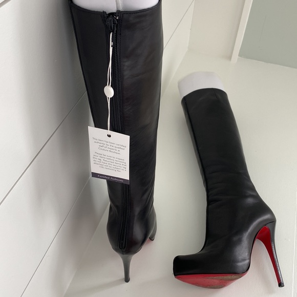 Christian Louboutin Black Leather Alta Ariella Knee High Boots 40 - Picture 12 of 12